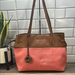 Michael Kors Pink and Brown Shoulder Bag